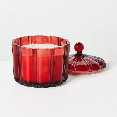 2 Wick Medium Glass with Lid Balsam and Berry Jar Candle Red 12oz - Hearth & Hand with Magnolia