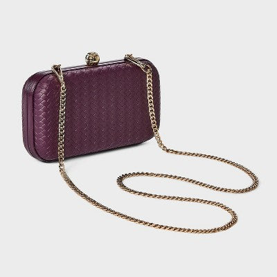 Woven Minaudiere Clutch Crossbody Bag - A New Day Dark Red