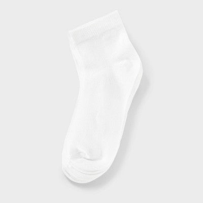 Kids' 8pk Ankle Length Socks - Dealworthy White XS/S