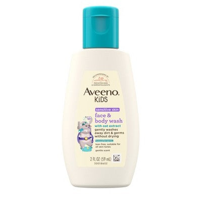 Aveeno Kids' Face & Body Wash - 2 fl oz: Liquid, Basic Cleansing, Normal Skin, Fresh Scent