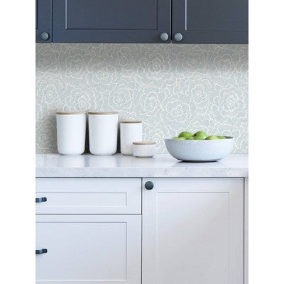 NuWallpaper Saraya Peel and Stick Wallpaper Blue: Removable Vinyl, Self-Adhesive, Solid Pattern, 28.2 Sq Ft Coverage