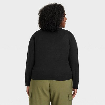 Women's Button-Front Cardigan - A New Day Black 2X