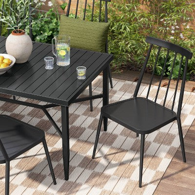 Windsor Armless Patio Dining Stacking Chair Black - Threshold (LOCAL PICKUP ONLY)