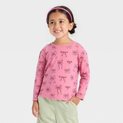 Toddler Girls' Long Sleeve T-Shirt - Cat & Jack Rose Pink 12M