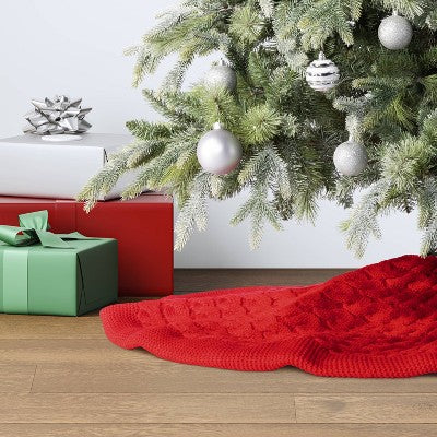 48" Christmas Centric Cable Knit Tree Skirt Red - Wondershop (LOCAL PICKUP ONLY)