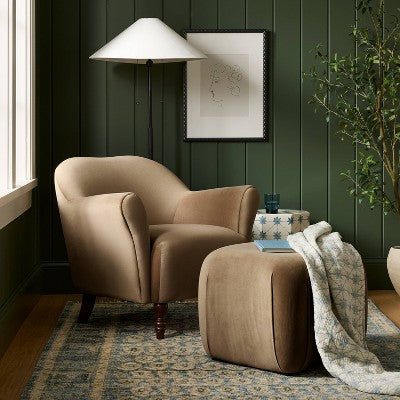 Turned Leg Velvet Accent Chair Tan - Threshold designed with Studio McGee (LOCAL PICKUP ONLY)