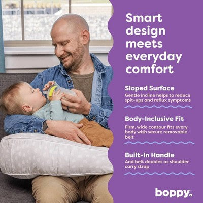Boppy Uplift Nursing Pillow - Tan Pebbles: Polka Dots, 20" Length, 19.5" Width, 7" Thickness