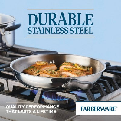 Farberware Reliance 12" Stainless Steel Open Skillet: Dishwasher-Safe, Phenolic Handle, Electric & Gas Compatible