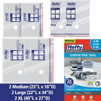 Hefty Shrink-Pak Bag Mix Pak Gray
