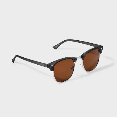 Men's Plastic Retro Browline Square Sunglasses - Goodfellow & Co Charcoal Gray: Maximum UV Protection, Impact-Resistant
