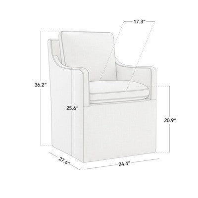 Spruce&Spring Dining Arm Chair with Caster Wheels Fabric Fully Assembled, Single, Green, Fabric (LOCAL PICKUP ONLY)