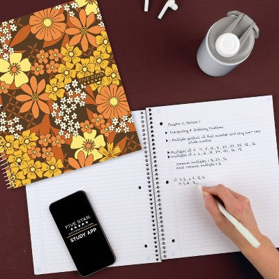 Five Star 80ct College Ruled Notebook Retro Florals