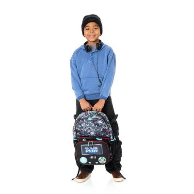 Locker Club Kids' 16L Kids Backpack with Lunch Box Headphone - Black: Preschool, Tear-Resistant