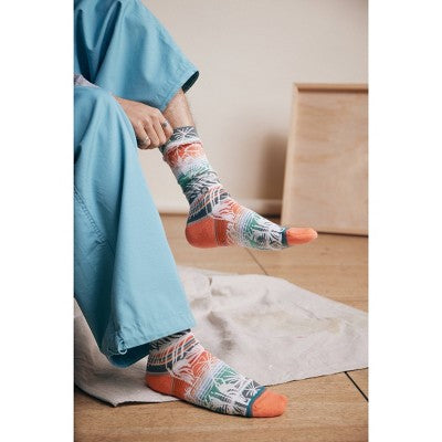 STANCE x WADE Men's Floral Print Fronder Crew Socks - Blue L