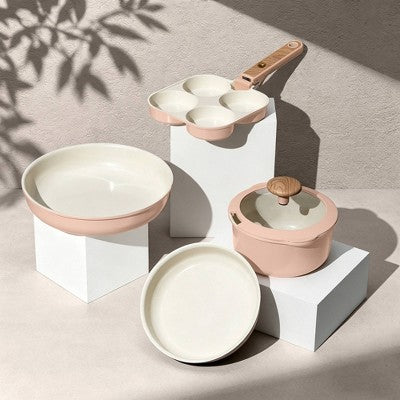 Carote 6pc Ceramic Nonstick Detachable Cookware Set Pink