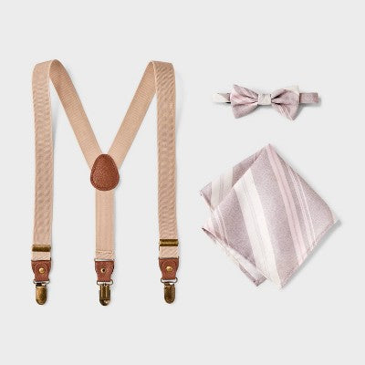 Boys' 3pc Striped Suspender Set - Cat & Jack Brown/Pink