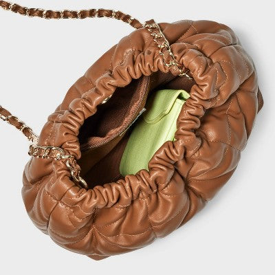Rouched Chain Crossbody Bag - A New Day Brown