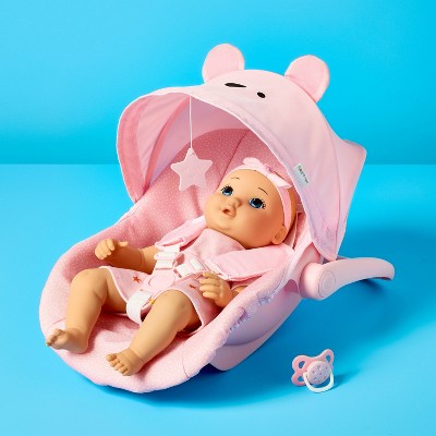 Pink Dot Bear Doll Car Carrier for 14" - 16" Dolls - Gigglescape