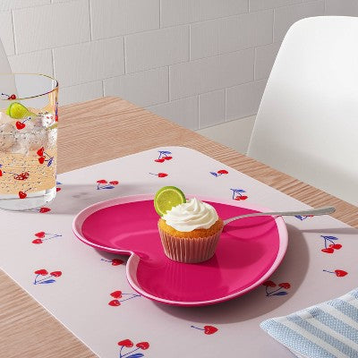 7.25" Melamine Figural Heart Dinner Plate Pink - Room Essentials