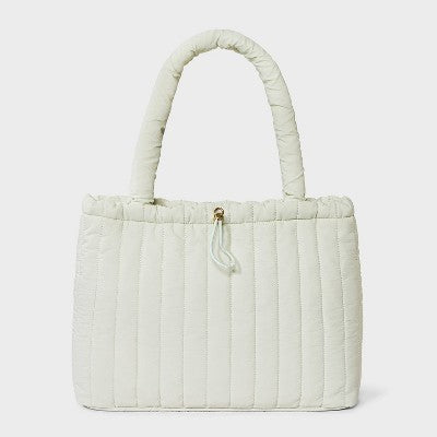 Quilted Drawstring Tote Handbag - Universal Thread Pale Blue