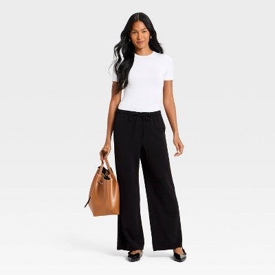 Women's Effortless Pull-On Pants - A New Day Black XS Long