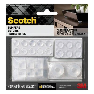 Scotch 48pk Bumpers Value Pack: Clear Adhesive Door & Wall Rubber Pads
