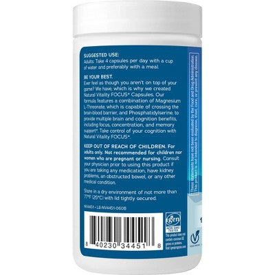 Natural Calm Vitality Focus Vitamin Capsules - 60ct