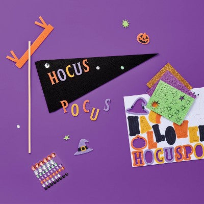 6ct Halloween Craft Felt Pennants Kit - Mondo Llama