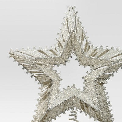 12" Metal Star with Glittered String Christmas Tree Topper Silver - Wondershop