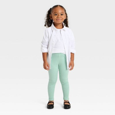 Toddler Girls' Solid Ribbed Leggings - Cat & Jack Mint Green 5T