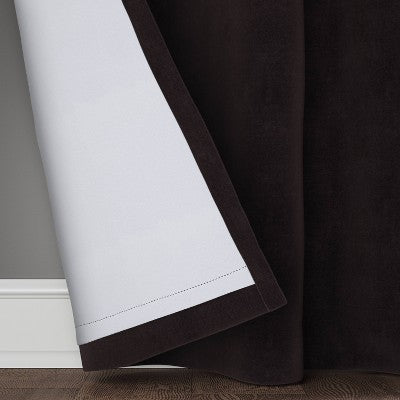 2pk 50"x84" Blackout Velvet Curtain Panels Black - Threshold: Solid, Lined, OEKO-TEX Certified, Indoor Use