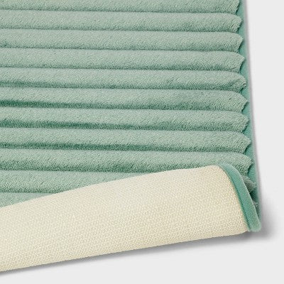17"x24" Ribbed Cushion Foam Bath Rug Light Green - Room Essentials