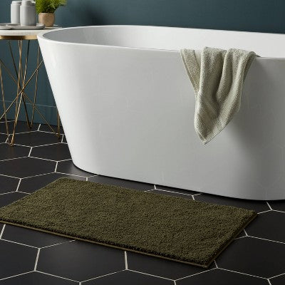 20"x34" Performance Plus Plush Non Skid Bath Rug Dark Green - Threshold
