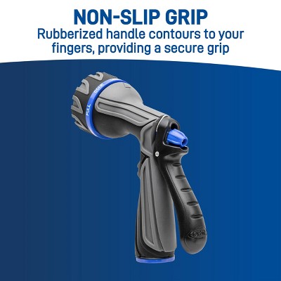 Orbit Q Series 8-Pattern Metal Rear Trigger Hose Nozzle Gray/Blue/Black