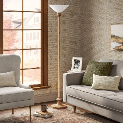 Torchiere Floor Lamp Natural Brown - Threshold (LOCAL PICKUP ONLY)