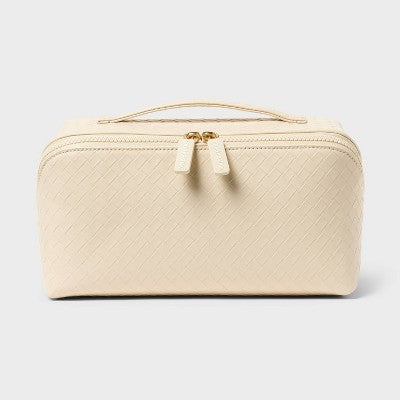Sonia Kashuk Diagonal-Zip Makeup Bag - Textured Cream