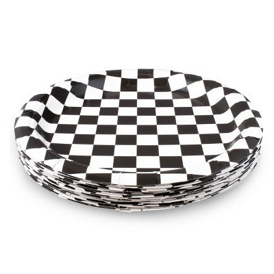 20ct 9.8" Checker Dinner Paper Plates Black/White