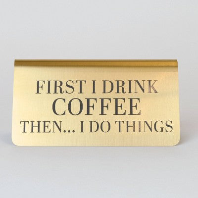 Desktop Plaque: Made for Retail Gold Titanium Freestanding Desk Sign, Office & Retail Signage, 5.14" W x 2.5" H
