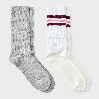 Women's 2pk Slouch Socks - Wild Fable Cream/Gray 4-10
