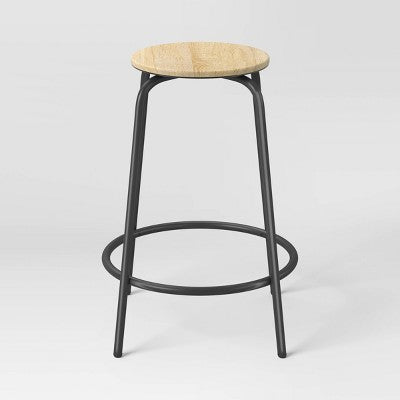 2pk 24" Wood with Metal Base Backless Counter Height Barstool Natural - Room Essentials (LOCAL PICKUP ONLY)
