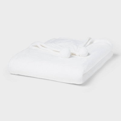 Twin Pom Pom Blanket White - Wondershop