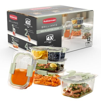 Rubbermaid Brilliance 12pc Food Storage Container Set Sage Green