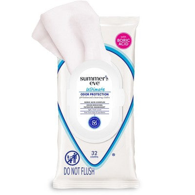 Summer's Eve Ultimate Odor Protection Feminine Wipes with Boric Acid - 32ct