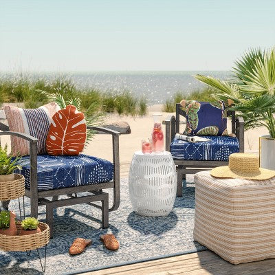 Metal Cutout Round Patio Accent Table White - Room Essentials: Rust-Resistant, No Assembly Required