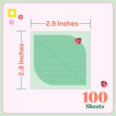 Post-it 3"x3" Hoppy Notes Green Leaf and Ladybug Square Sticky Note Pad 100 Sheets