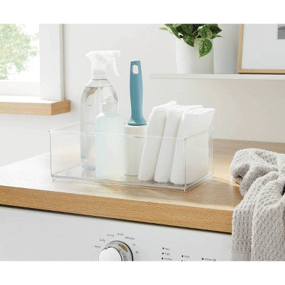 12" x 6" x 4" All Purpose Storage 1/2 Storage Bin - Brightroom: Clear Plastic Decorative Container, No Assembly Required