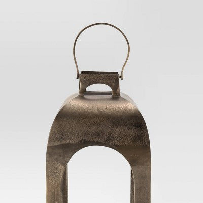 29"x9" Pillar Cast Aluminum Lantern Candle Holders Gold - Threshold (LOCAL PICKUP ONLY)