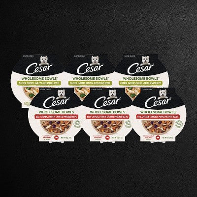 Cesar Wholesome Bowls Chicken, Potato, Carrot, Vegetable and Beef Flavor Variety Pack Small Breed Wet Dog Food - 3oz/6ct