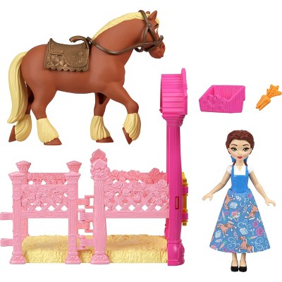 Disney Princess Belle & Philippe Small Doll & Horse Set with Stable Playset & Accessories