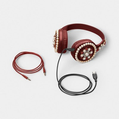 Embellishment On-Ear Headphones - heyday Jewel Red
